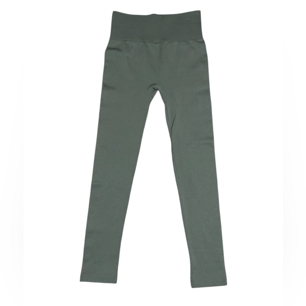 New Streetwear Society Olive Green Leggings Slim Fit Elastic Waist